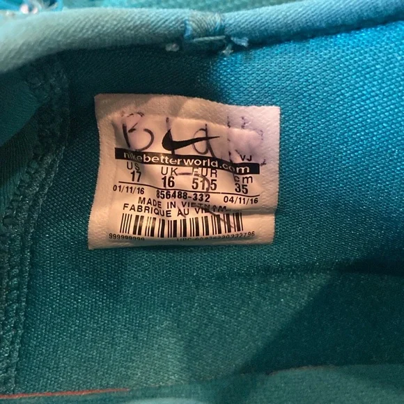 Nike Hypershift Turquoise Blue Athletic Sneakers size 17 - Picture 7 of 8